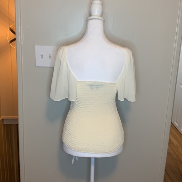 Theory Smocked Short-Sleeve Top in Recycled Sheer Georgette Size Small - Picture 8 of 11